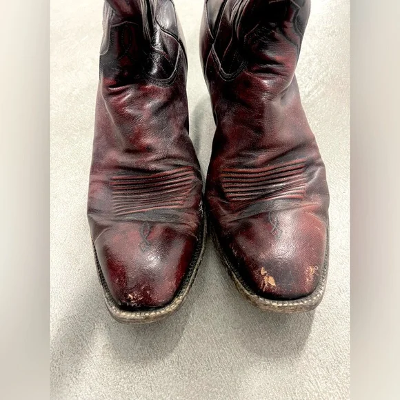 Men’s Vintage Lucchese Gavin Burgundy Red Cherry Cowboy Boots Western 11.5 B - Picture 4 of 10